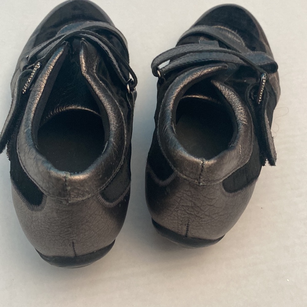 Stuart Weitzman Metallic Bronze and Black Strappy Sneakers - Picture 4 of 6